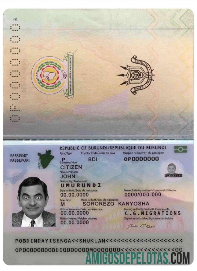 Passaporte do Burundi (2019 – presente) exemplo real